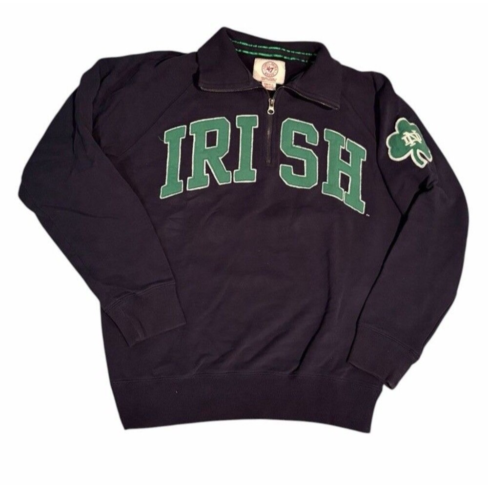 47 Brand Notre Dame Fighting Irish Quarter Zip Pullover Size Small